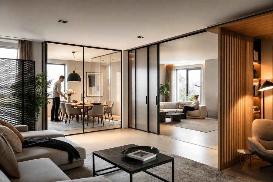 Transforma tu hogar con soluciones elegantes: cerramientos de vidrio, móviles y de madera para definir espacios con estilo y funcionalidad.